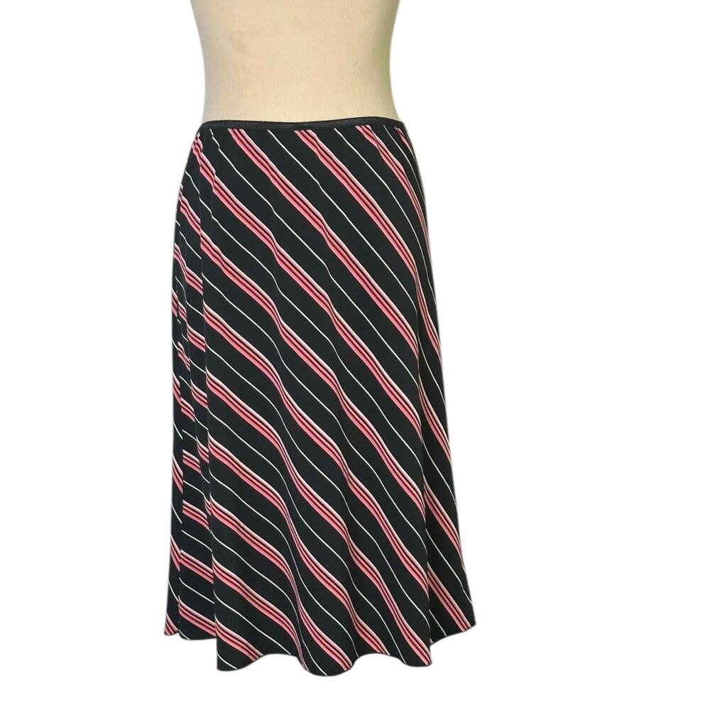 Wrapper Y2K black pink stripes pull on skirt size small
